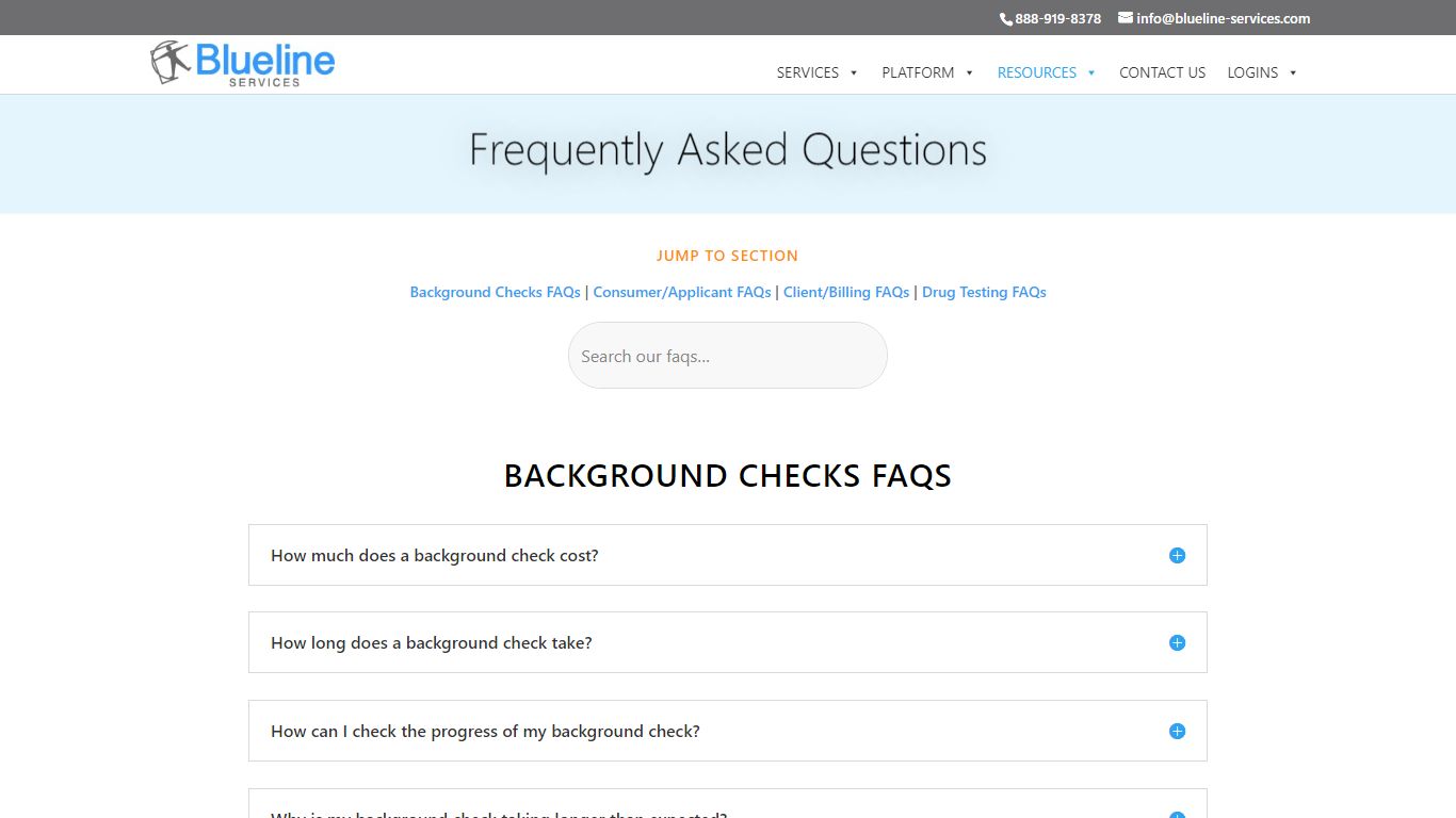 FAQs - Blueline Services Background Check and Drug Testing Platform